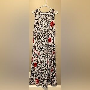 Elegant Floral Maxi Skirt in Black and Red